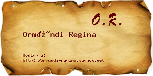 Ormándi Regina névjegykártya